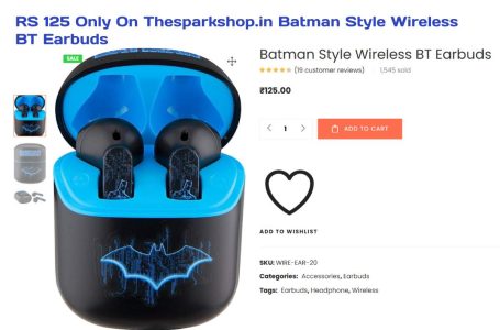 RS 125 Only On Thesparkshop.in Batman Style Wireless BT Earbuds